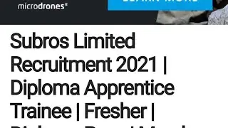 Diploma Mechanical,Electrical freshers job 2021|| SUBROS LTD
