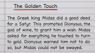 The Golden Touch Story Writing in English || Moral Story Writing For Kids #handwriting