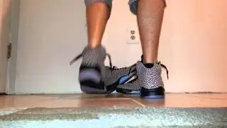Jordan 5 elephant 3LAB5 early on foot sole-up