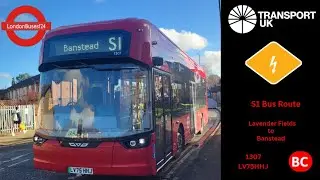 S1 Bus Route. Mitcham, Lavender Fields to Banstead (1307 (LV75HHJ))