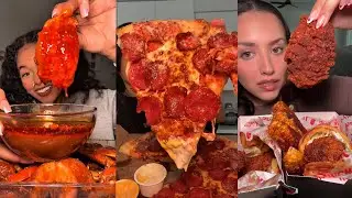 TIKTOK Mukbang Compilation | Seafood Boil, Buldak, Red Chikz, Chili&rsquo;s, Pizza Hut & More! 🦞🌶🔥🍕