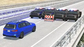 Cars vs Police Road Blocks &ndash; BeamNG.Drive