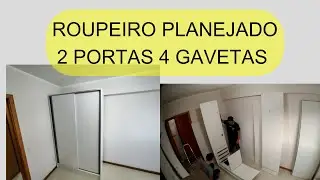 USADO) montagem guarda roupas planejado 2 portas de correr 4 gavetas#diy #montagem #guardaroupas