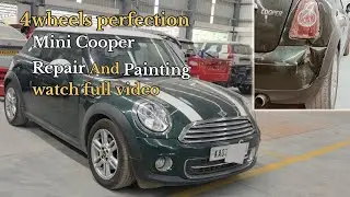 Mini cooper Rear bumper and RH quarterpanel Repair and painting work #video 13 #4wheelsperfection 