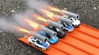 HOT WHEELS POLICE CARS ROCKET POWERED RACE !!