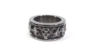 Anchor and skull wedding bands for men | Gothic bikers jewelry