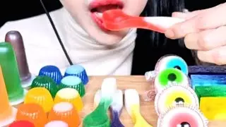 ASMR Rainbow Desserts, Eyeball, Jelly, Edible Spoon and Kohakuto Eating, Mukbang @SongyiASMR