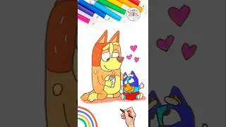 How to Draw Bluey | Draw Baby Bluey and Chilli Tutorial 🌈 🐶 #bluey #chilli #baby #shorts #love
