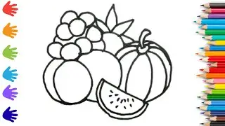 How To Draw cute fruit Drawing, Painting & Coloring For Kids and Toddlers_ Child Art 🐋🌈🎨