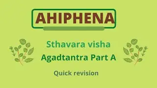 Ahiphena || Opium || अफीम || Sthavar visha ||  Agadtantra part A || Quick revision || BAMS 3rd year