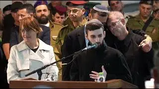 Matan Engrest at the funeral of the late Captain Daniel Peretz