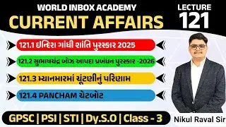 Current Affairs 2026 | Part - 121 | Lecture By Nikul Raval Sir | World Inbox Academy