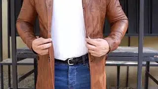Jild Vintage Classic Leather Trench Coat Men-Full Length Duster Overcoat Lambskin Leather Long Coat