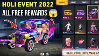 Holi Event All free rewards review ! Freefire Holi Event 2022 ! Holi splash town event freefire