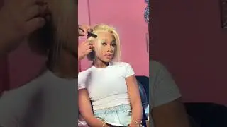 Barbie blonde highlight color short bob wig, giving gorgeous look #wiginstall #bob #hairstyle #wigs