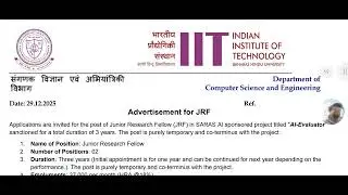 IIT BHU (Junior Research Fellowship) Two Positions Vacant 