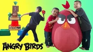 GIANT ANGRY BIRDS World's Biggest Surprise Egg & Vinyl Knockout Playset | LRH & Toyz