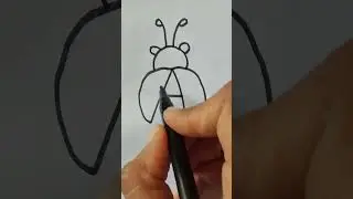 how to draw a beetle with letter A #shortvideo #drawing