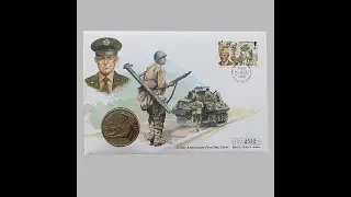 1994 D Day Landings 50th Anniversary 1 Crown IOM Coin Cover - Isle of Man First Day Cover Eisenhower