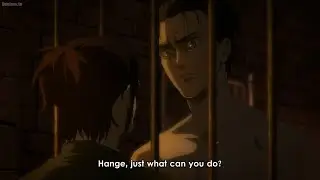 attack on titan - eren and hanji prison scene