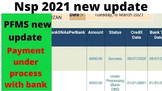 Nsp 2021 update | pfms new update || payment under process with bank ||| payment received