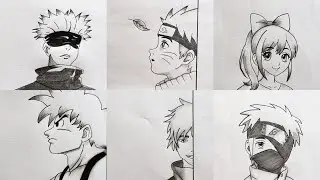 6 easy anime drawing ideas || Pencil sketch Tutorials || Art Videos || Anime drawing tutorial