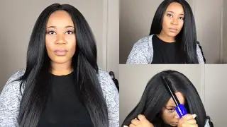 Best Synthetic Kinky Straight Hair🤔| Getting Your Wig To Lay Flat | Magic Lace U-Shape MLUH99