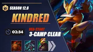 [Season 12.6] Kindred Jungle Clear | 3 camp 2.34 Red-Wolf-Gromp