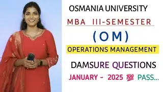 OPERATIONS MANAGEMENT || MBA || SEMESTER 3 || OSMANIA UNIVERSITY || IMPORTANT 💯 @shivanipallela