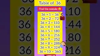 Learn Multiplication Table of 36| Table of ThirtySix 36 x 1 = 36 |tableof36#shorts#timetable36