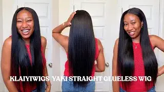 Парик на завязках без усилий и клея 🔥 7*5 Bye Bye Knots Yaki Straight Hair Install Ft Klaiyi Hair