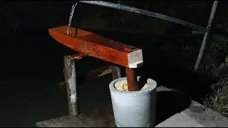 Use a mortar and pestle and the force of water to grind the corn. / P68