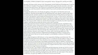 Los Angeles Children's Hospital closes transgender center: disregard for adolescent rights