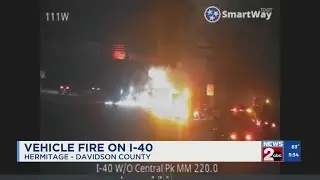 VIDEO: Vehicle fire on I-40 in Hermitage