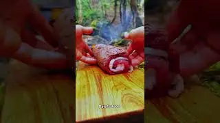 Beaf outdoor cooking in jungle on roke 🔥#outdoorcooking #food #nature #asmr #jungle #survival