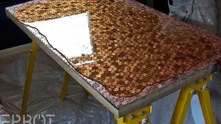 penny floor mystery desktop was completely covered with pennies
