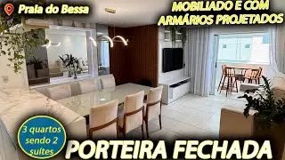 Apartamento no Bessa PORTEIRA FECHADA, 3 quartos, com todos armários projetados e eletrodomésticos.