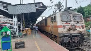 11077: AJNI WAP7 led JHELUM EXPRESS' action-packed arrival & departure from Daund Chord Line Station
