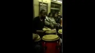 Three Amazing Guys and their Bongos on the train in NYC! (Street Musicians)