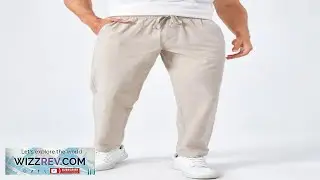 HIMLAND Men Cotton Drawstring Waist Pocket Patched Pants Tapered Long Slacks Linen Review