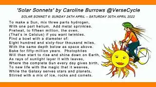Solar Sonnet 6 | Caroline Burrows | VerseCycle | Science Poem | Astronomy | The Sun | Solar System