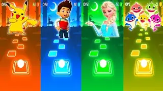 Pikachu VS Paw Patrol VS Let It Go VS Baby Shark - Tiles Hop EDM Rush