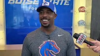 Boise State running backs coach James Montgomery talks with the media (3-6-23)