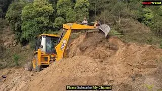 Hill cutting- Jcb Backhoe loader machine  cut sloppy hill in new track