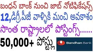 bandhan bank jobs 2019 telugu || bank jobs 2019 telugu || upcoming bank jobs 2019 telugu
