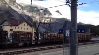 Loading timber onto a train