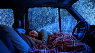 Relaxante no Carro à Noite com Barulho de Chuva e Trovões 🌧 Chuva Dormir muito Profundamente