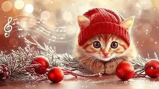 Christmas Kitten Relaxing Cat Music (10 Hours) Background For Big TV 🎼 Calm Winter Days