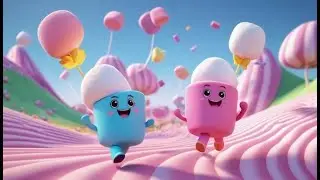Cinco pequeños malvaviscos jugando a contar y saltar | Canción Infantil | Rima Educativa
