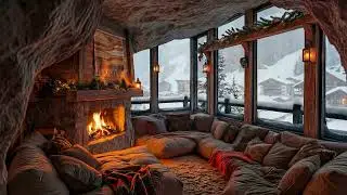 The Warmest Hideout: Howling Blizzard & Crackling Fireplace 🌨️ Winter Ambience for Sleep